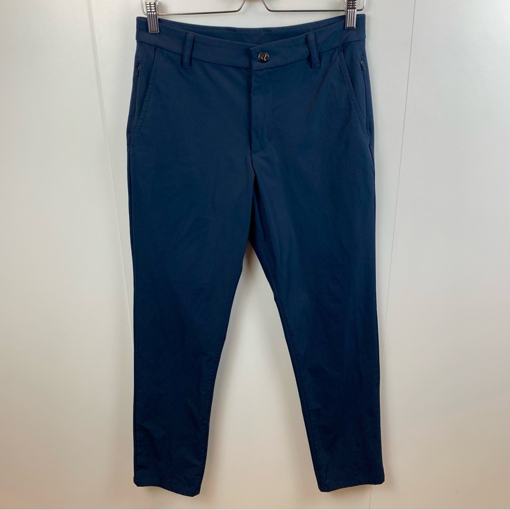 Birddogs Navy Blue Tech Pants Slim Fit Stretch Zipper Pockets 30W x 30L *hemmed*
